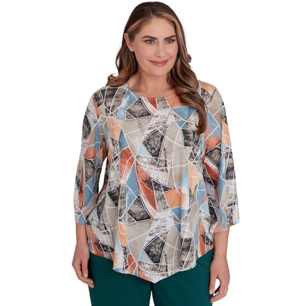 Plus Size Alfred Dunner Classics Stained Glass Puff Blouse - Boscov's