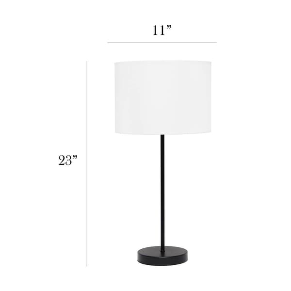 Simple Designs Black Stick Lamp w/White Fabric Drum Shade