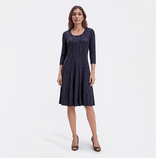 Womens Sami & Jo 3/4 Sleeve Solid Knit Lurex Sweater Dress - image 