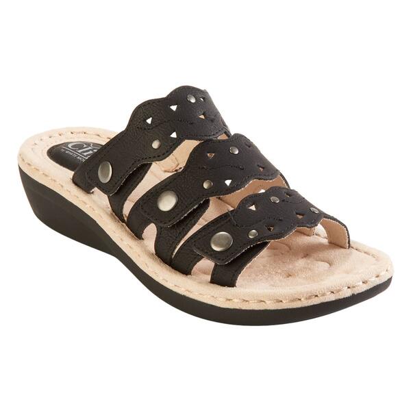 Womens Cliffs by White Mountain Caring Smooth Wedge Slide Sandals - image 