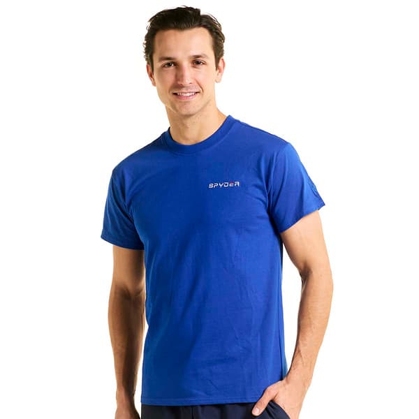 Mens Spyder Ribbed Crew Neck Solid Short Sleeve Tee