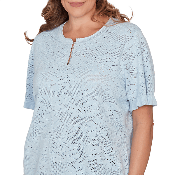 Plus Size Emaline Limoncello Sunrise Floral Pointelle Sweater