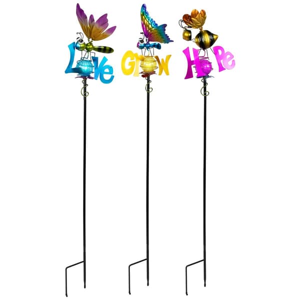Northlight Seasonal Solar Grow Love Hope Garden Stakes - Set of 3