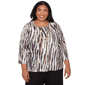 Plus Size Alfred Dunner Seville Animal Print Pleated Top With Ne - image 1