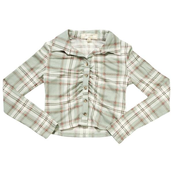 Girls &#40;7-16&#41; No Comment Ruched Button Front Shirt - Hugo Plaid - image 