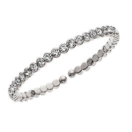 Rhodium Plated Single Honeycomb Crystals Coil Bracelet