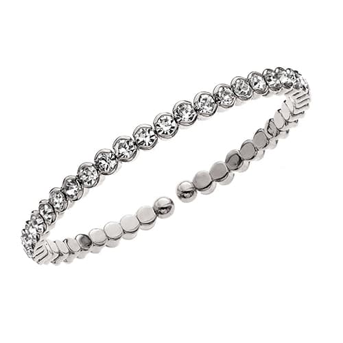 Rhodium Plated Single Honeycomb Crystals Coil Bracelet - image 