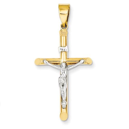 Unisex Gold Classics(tm) 14kt. Two-Tone Hollow Crucifix Pendant - image 