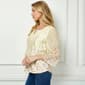 Womens Sara Michelle 3/4 Sheer Sleeve Pearl Detail Floral Blouse - image 3