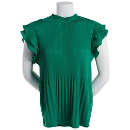 Womens Adrianna Papell Double Flutter Sleeve Pleat Top