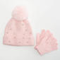 Girls Capelli(R) New York Rhinestone Ribbed Knit Beanie with Gloves - image 1