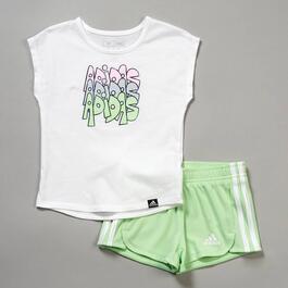 Baby Girl &#40;12-24M&#41; adidas&#40;R&#41; Graphic Tee & Mesh Shorts Set