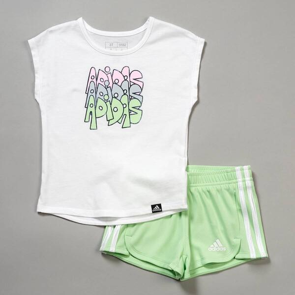 Toddler Girl adidas&#40;R&#41; Graphic Tee & Mesh Shorts Set - image 