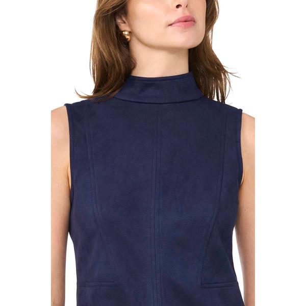 Womens MSK Sleeveless Mock Neck Faux Suede A-Line Dress