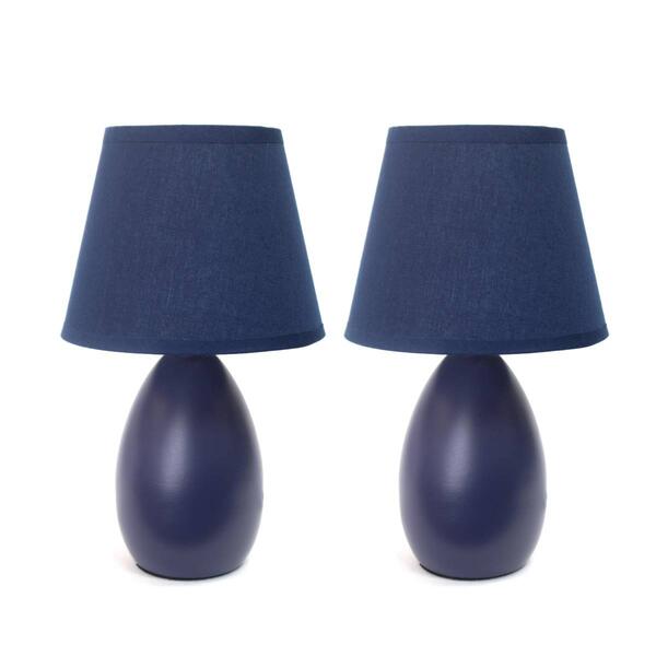 Simple Designs Mini Egg Oval Ceramic Table Lamp w/Shade-Set of 2 - image 