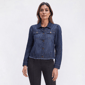 Womens Democracy Long Puff Sleeve Button Front Denim Jacket - image 2
