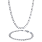 Mens Lynx Stainless Steel 7mm Curb Chain Necklace & Bracelet Set - image 1