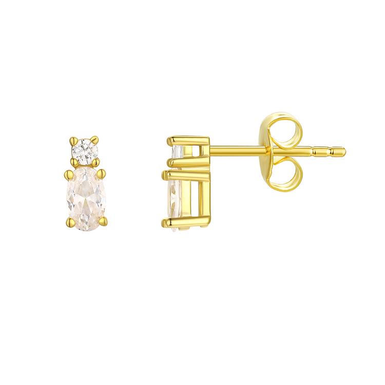 Oval Cubic Zirconia April Birthstone Stud Earrings
