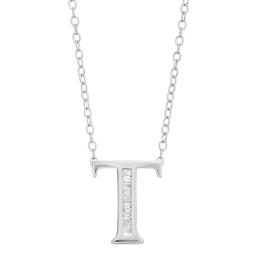 Diamond Classics(tm) 1/20ctw. Baguette Diamond T Initial Pendant