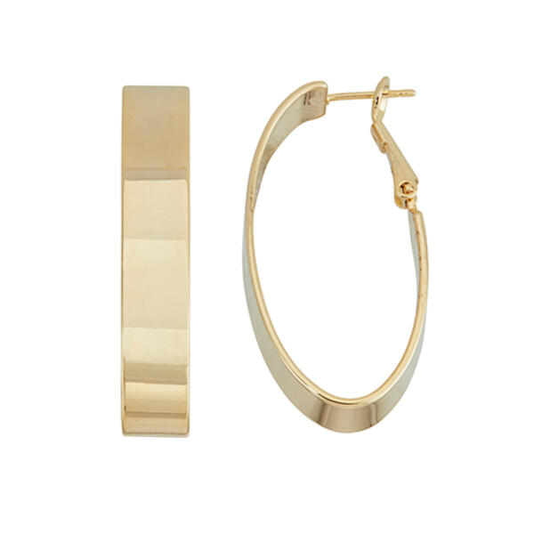 Fine Faux Gold Plated Oval Hoop Earrings - image 