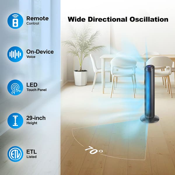 Emerson Smartvoice 30 Inch Tower Fan W/Remote