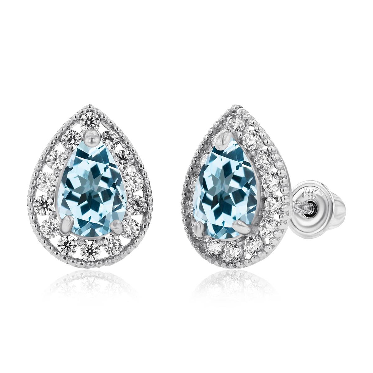 Gemstone Classics™ White Gold Sky Blue Topaz Pear Earrings