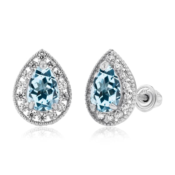Gemstone Classics(tm) White Gold Sky Blue Topaz Pear Earrings - image 
