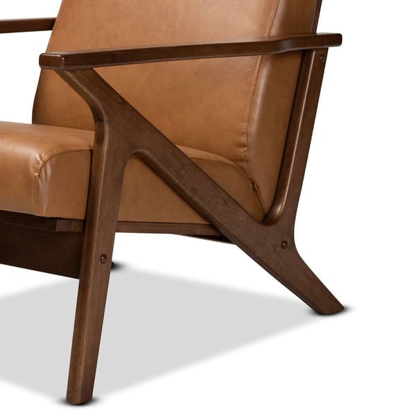 Baxton Studio Bianca Modern Wood & Leather Effect Lounge Chair