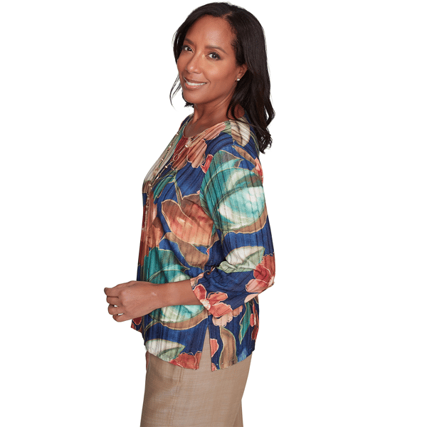 Womens Alfred Dunner Summer Solstice Dramatic Floral Blouse