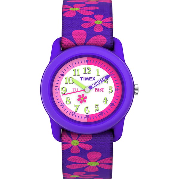 Kids Timex(R) Purple Floral Elastic Fabric Watch - T89022JT - image 