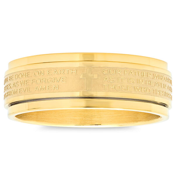 Unisex 18kt. Gold Plated Our Father Prayer Spinner Ring - image 