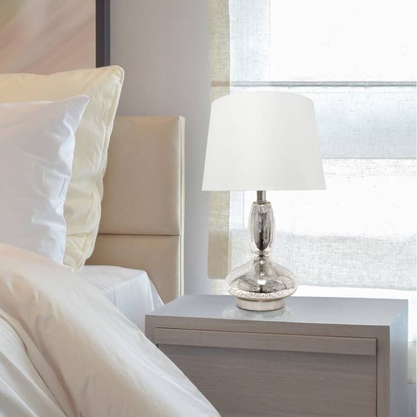 Lalia Home Classix Glass Dollop Table Lamp w/White Fabric Shade
