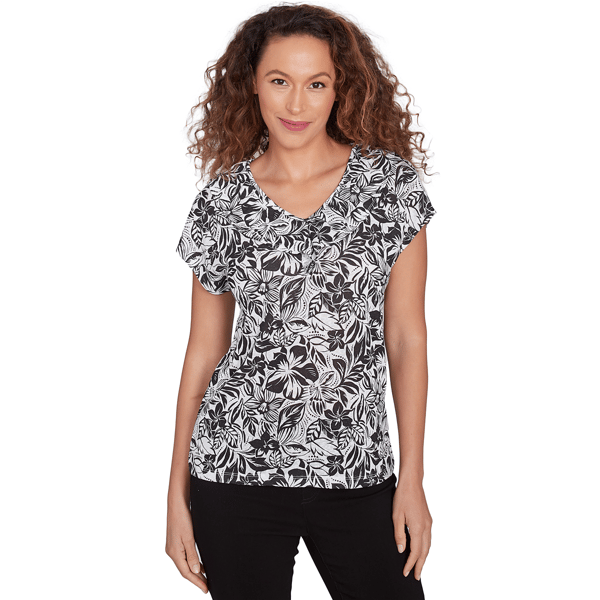 Women''s Floral Print Ruffle Top - image 