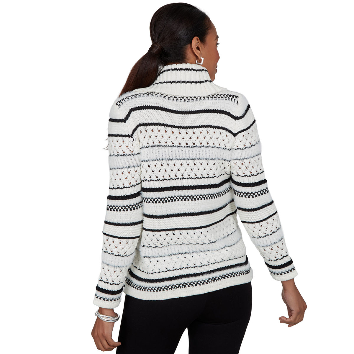 Womens Hearts of Palm Wrapped in Rubies Stripe Sweater
