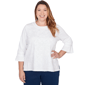 Plus Size Alfred Dunner Mykonos White Floral Medallion Blouse - image 1