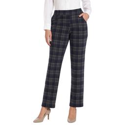 Petite Preswick & Moore(R) Pull On Double Knit Plaid Pants