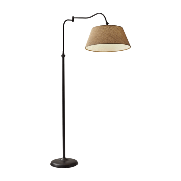 HomeRoots 61in. Bronze Arched Floor Lamp with Fabric Empire Shade