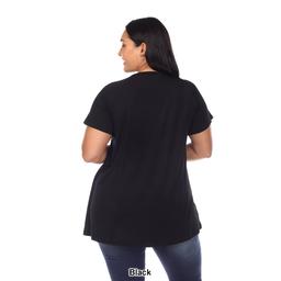 Plus Size White Mark Crisscross Neckline Short Sleeve Tunic