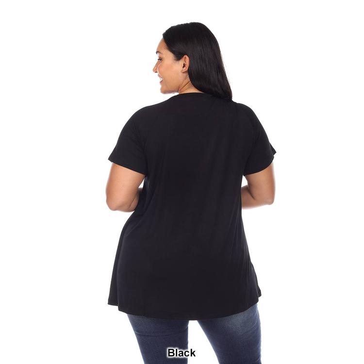 Plus Size White Mark Crisscross Neckline Short Sleeve Tunic