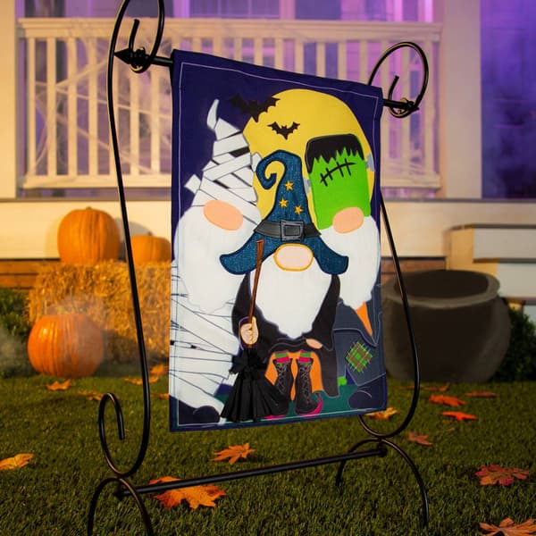 Evergreen Trick or Treat Gnomes Garden Linen Flag
