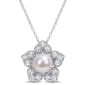 Gemstone Classics(tm) Pearl & Sapphire Floral Earrings - image 1