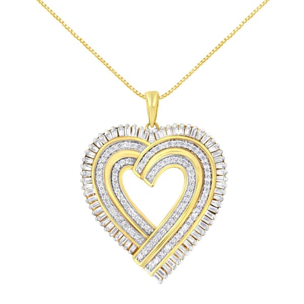 Haus of Brilliance 14kt. Gold Plated 1/4ct. Diamond Heart Pendant