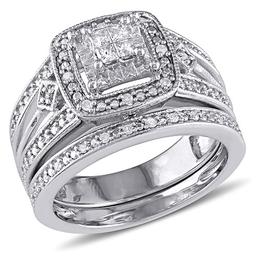 Loveblooms(tm) Princess & Round Diamond Bridal Ring Set