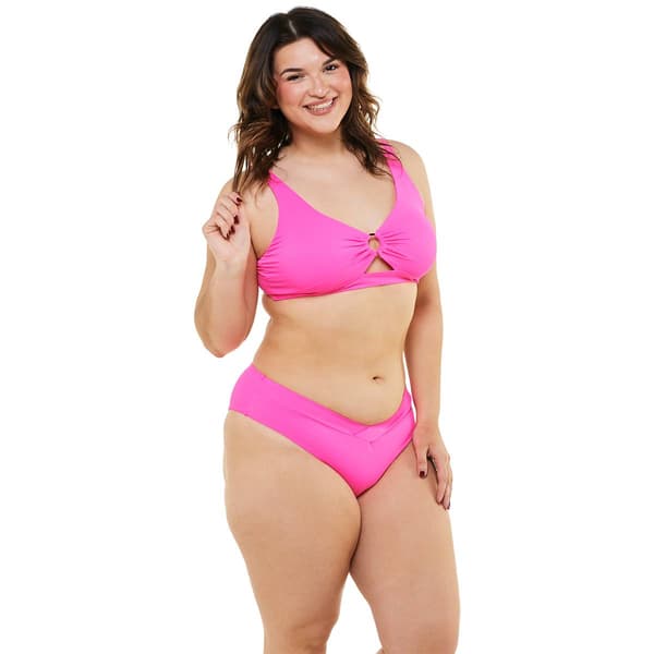 Juniors Plus YMI Solid Bikini Set with Crossover Swim Bottoms