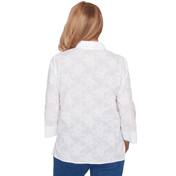 Petite Alfred Dunner Classics 3/4 Sleeve Floral Button Down
