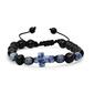 Mens Blue Stone and Black Beaded Drawstring Bracelet - image 1