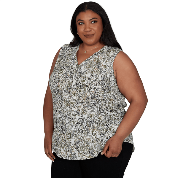 Plus Size Emaline La Vita Costiera Sleeveless Paisley Blouse