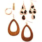 Ashley 3pr. Gold Hoops/Wooden Teardrops/Leopard Drop Earrings - image 1