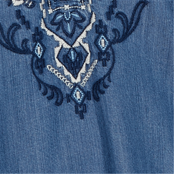 Petite Alfred Dunner Tuscany 3/4 Sleeve Embroidered Henley Blouse