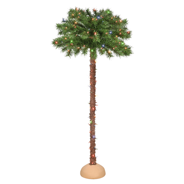 Puleo International 5ft. Pre-Lit Multi-Color Lights Palm Tree - image 